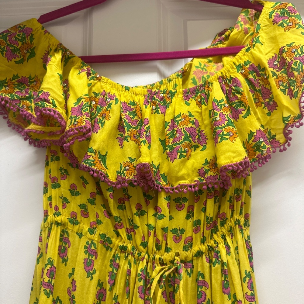 Miss June yellow off the shoulder dress - small - Picture 2 of 5